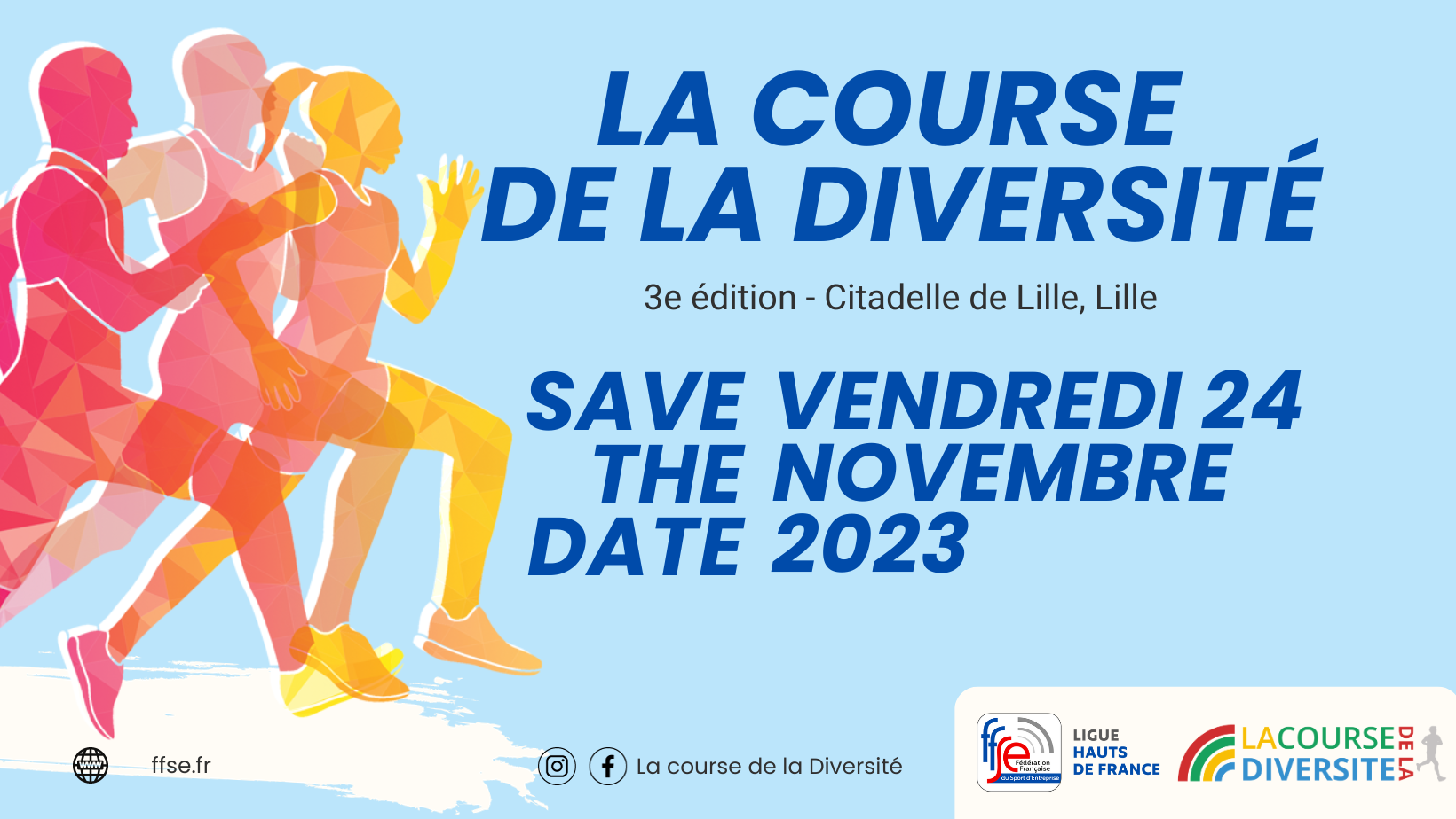 Date à retenir pour la Course de la Diversité 2023. 3e édition de cet événement sur le territoire lillois.